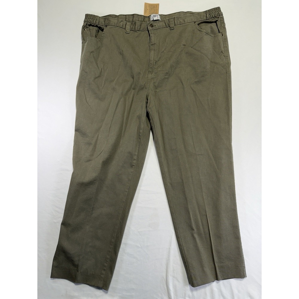 Liberty Blues KingSize Relaxed Fit Pants NWT 52x38 Big Olive Elastic Waist Chino